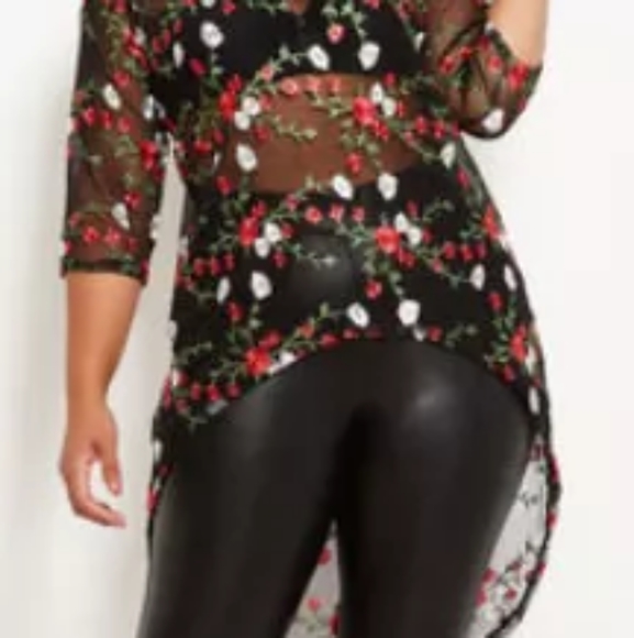 Ashley Stewart Tops - Hi Lo Floral Mesh Duster